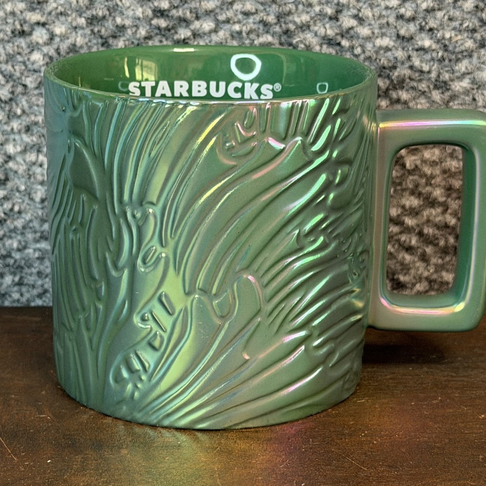 Starbucks 2024 Spring Green Siren Mermaid Tail Iridescent Ceramic Mug Coffee Tea